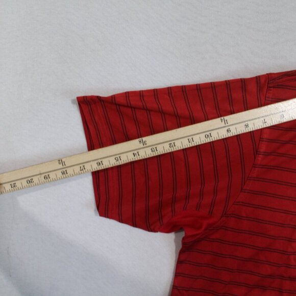 Adidas Men Red Golf Polo Shirt Short Sleeve Striped Size Large - Picture 7 of 9